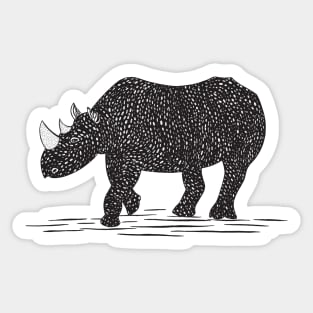 Rhino Ink Art - cool African animal design - on white Sticker